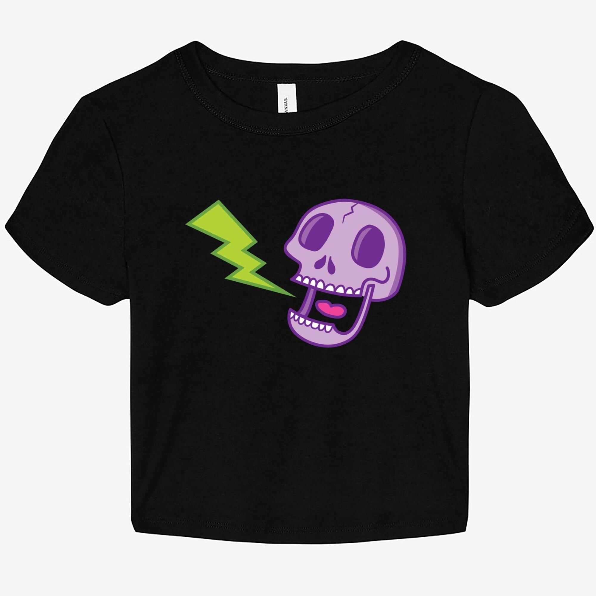 Lightning Skull Women's Micro Rib Baby Tee