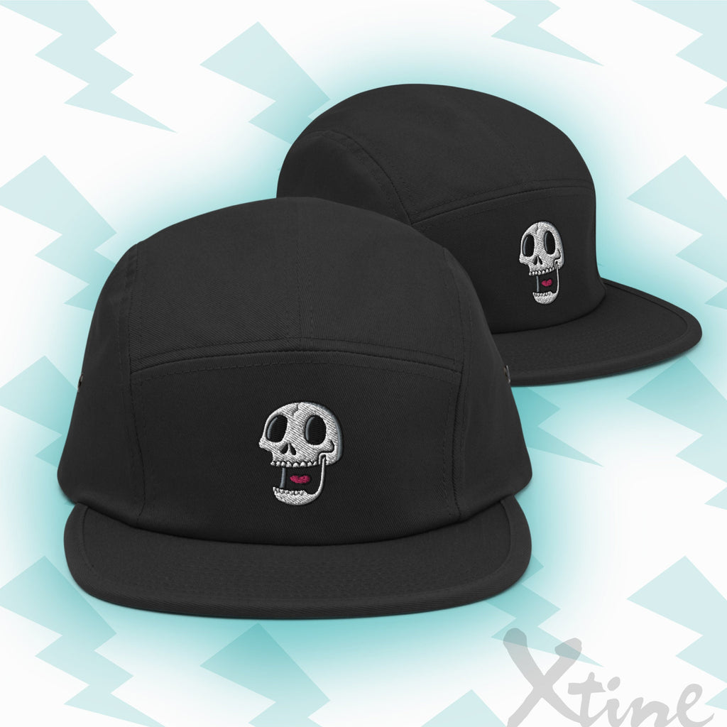 Screaming Skull Embroidered Five Panel Cap