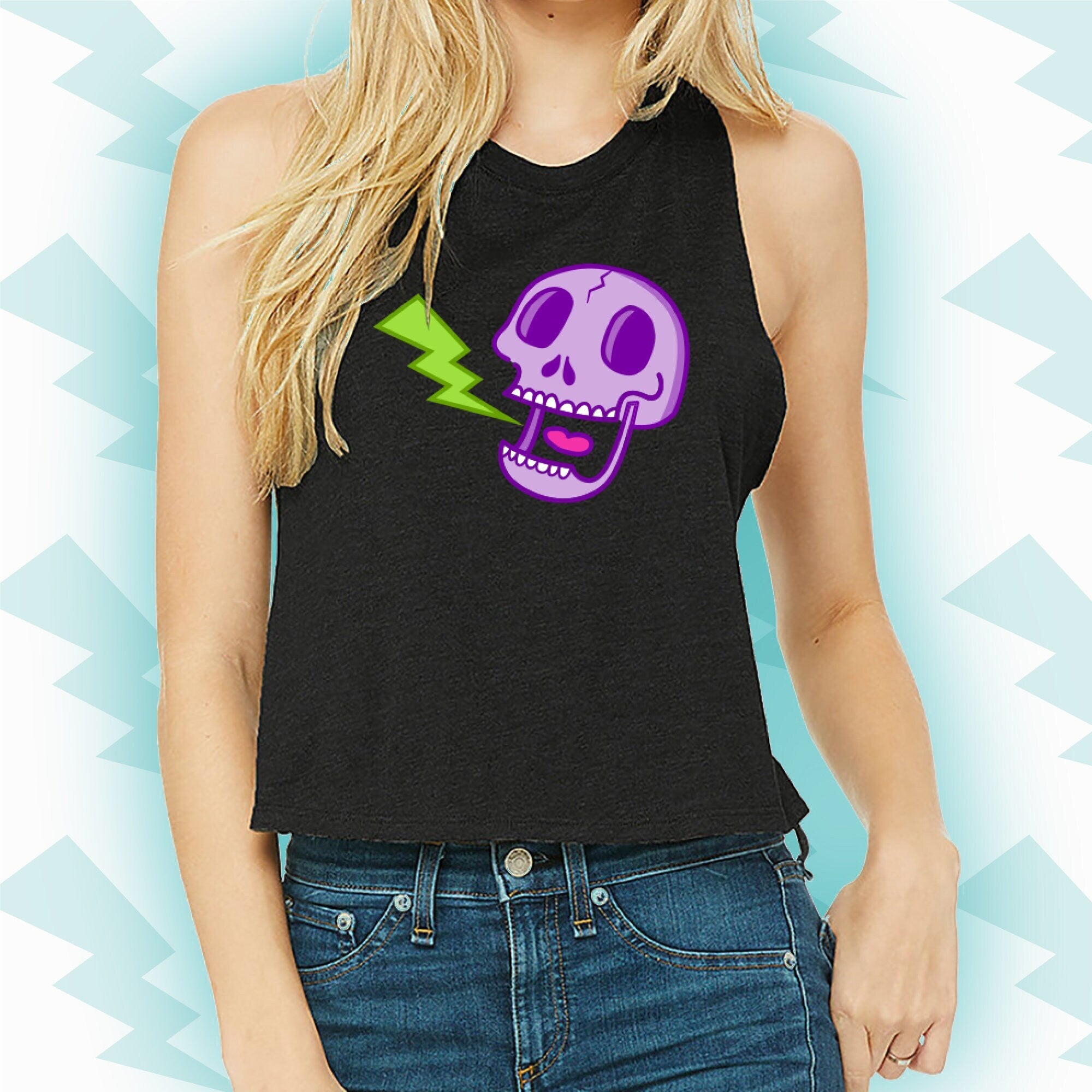 Lightning Skull Cropped Tank